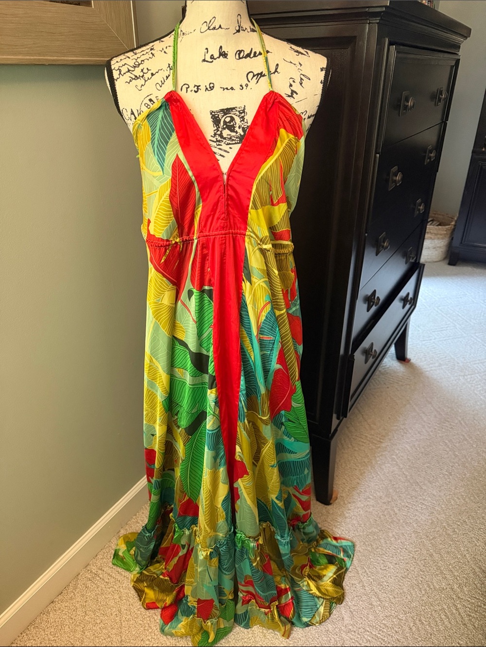 Vici Backless Maxi Dress in Red, Green, Yellow